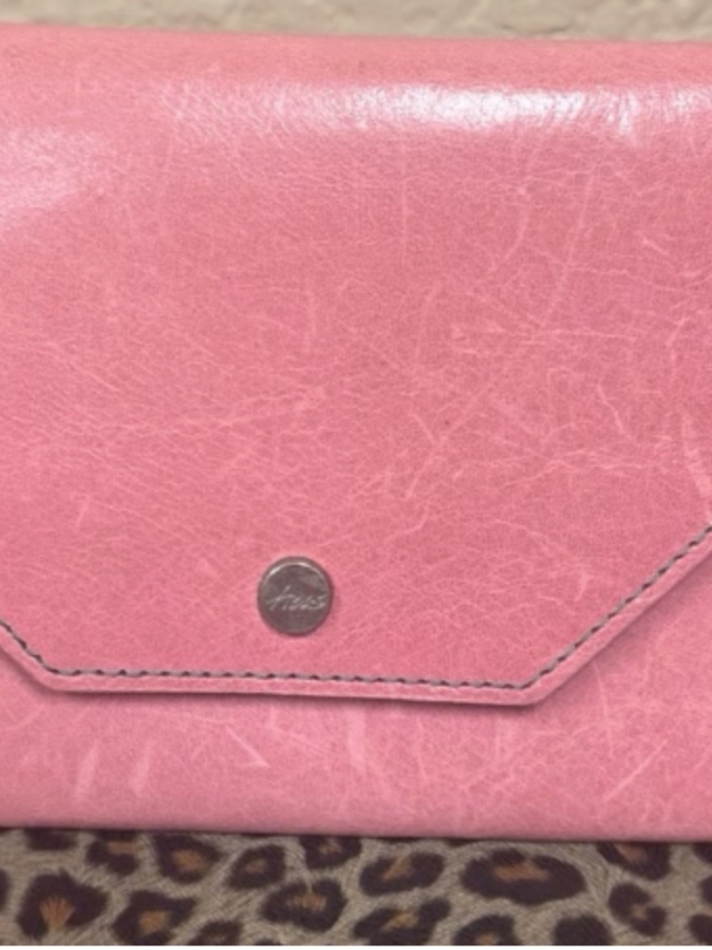 Neiman Marcus Abas Pink Leather Passport Holder-long envelope style